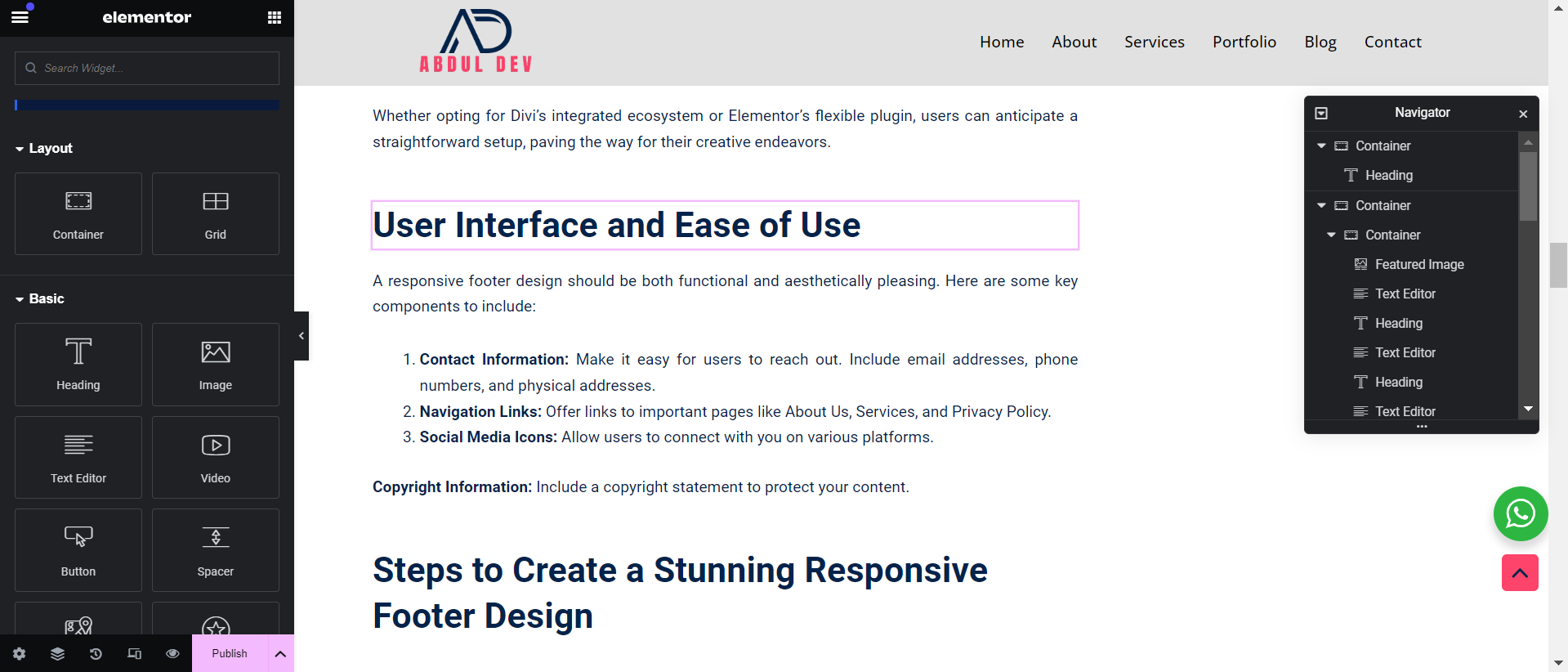 Elementor Interface