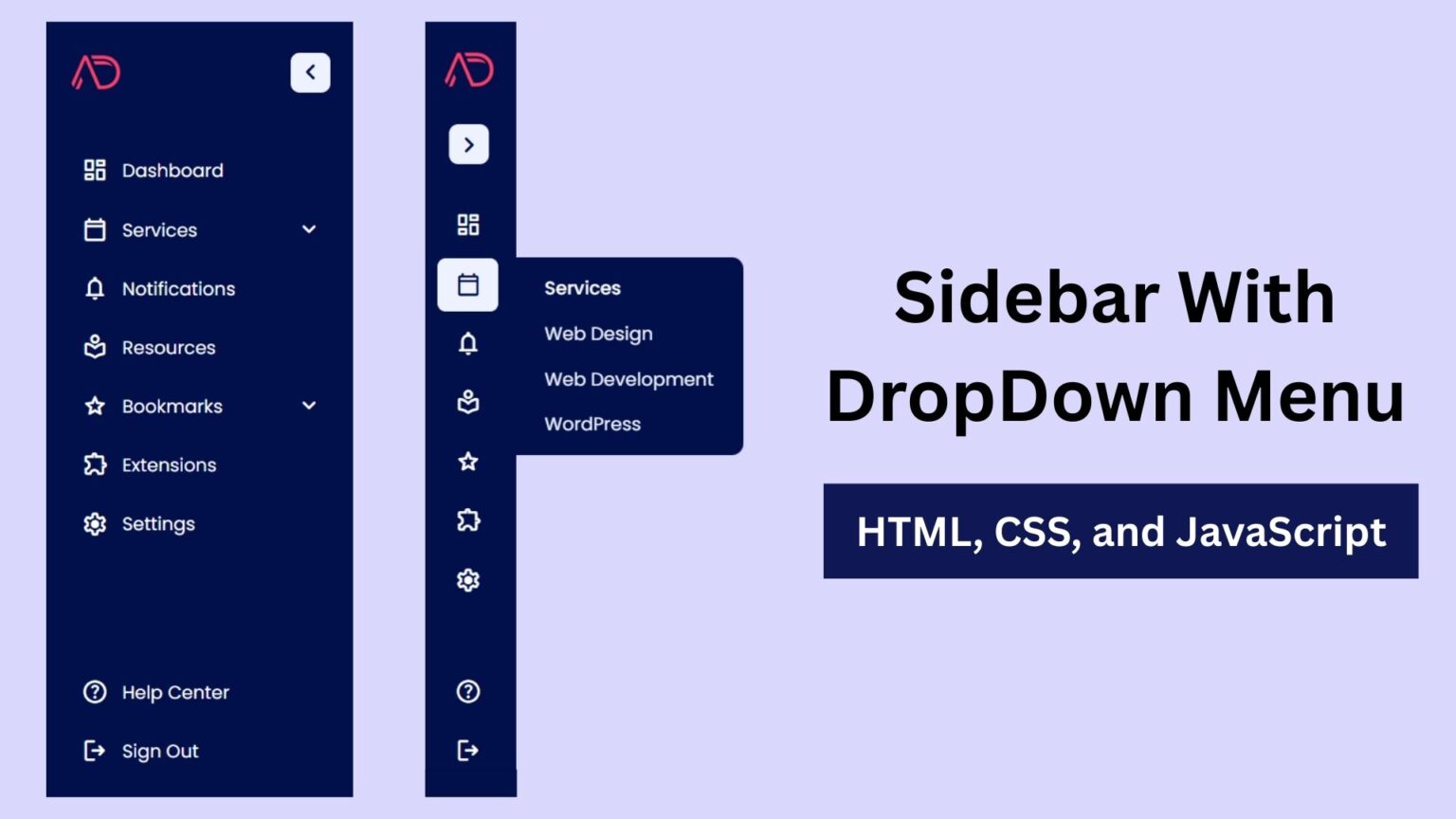 Responsive Sidebar Menu in HTML, CSS & JS | Light/Dark Mode