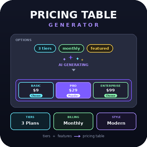 Pricing Table Generator